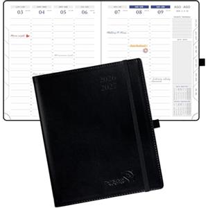 POPRUN (Italian Version) POPRUN Agenda Settimanale 2026 2027 A5(17,6 x 21,4 cm) | Pianificatore Settimanale 17 Mesi da Ago.2026 a Dic.2027, Copertina Morbida in Pelle PU con Carta Spessa da 80 GSM(Nero)