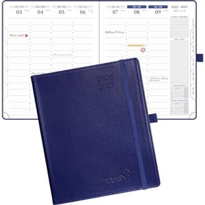 POPRUN (Italian Version) POPRUN Agenda Settimanale 2026 2027 A5(17,6 x 21,4 cm) | Pianificatore Settimanale 17 Mesi da Ago.2026 a Dic.2027, Copertina Morbida in Pelle PU con Carta Spessa da 80 GSM(Blu Notte)