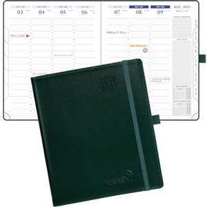 POPRUN (Italian Version) POPRUN Agenda Settimanale 2026 2027 A5(17,6 x 21,4 cm) | Pianificatore Settimanale 17 Mesi da Ago.2026 a Dic.2027, Copertina Morbida in PU con Carta Spessa da 80 GSM(Verde scuro)