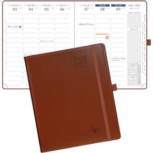 POPRUN (Italian Version) POPRUN Agenda Settimanale 2026 2027 A5(17,6 x 21,4 cm) | Pianificatore Settimanale 17 Mesi da Ago.2026 a Dic.2027, Copertina Morbida in Pelle PU con Carta Spessa da 80 GSM(Marrone)