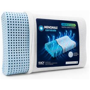 Menomale 38D Blue Green Cuscino Cervicale Doppia Onda Forato Memory Foam | Doppia Altezza 8-12 cm | Fori Passanti | Postural 38D | Cuscino Letto Fresco Cotone | Made in Italy | Dispositivo Medico CE
