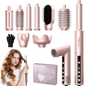 Atopskins Asciugacapelli 8 in 1 Hair Styler 110000 Giri/min Spazzola Phon | Asciugacapelli mit LCD, Air Styler Set con Airflow Arricciacapelli, Spazzola Phon per Arricciatura, Stiratura, Volumizzante