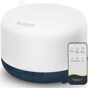 Hianjoo Diffusore di Oli Essenziali 450ml, Umidificatore Ultrasuoni per Aromaterapia Con 7 LED Colori per SPA, Yoga, Camera da Letto (Blu Scuro)