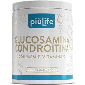 +LIFE Glucosamina Condroitina MSM PiùLife 730 mg, 180 Compresse | 1 al giorno, Complex con Vitamina C per la Formazione del Collagene, Integratore Articolazioni e Cartilagini, Senza Glutine