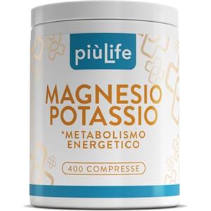 +LIFE Magnesio e Potassio Citrato PiùLife, Oltre 2 Mesi di Scorta, 400 Compresse | 6 al giorno, 225 mg Magnesio e 300 mg Potassio, Sali Minerali, Equilibrio Elettrolitico, Muscoli, Senza Zuccheri