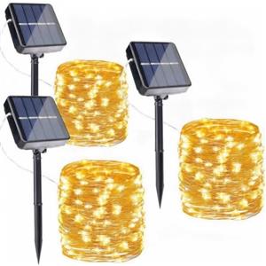 Pavlleen 3 luci solari per esterni,12M120LED Catena Luminosa Esterno Solare | IP65 Impermeabile, 8 modalità, per giardino, balcone, feste, matrimoni, campeggio, cortile, decorazioni natalizie