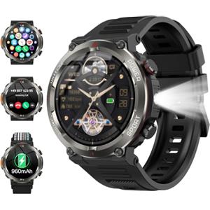 Yxtel Nuovo Smartwatch Uomo 1,45", 960mAh Orologio Smartwatch con Chiamate Bluetooth 5.3, 120+ Modalità Sportive/IP68 Impermeabile/Torcia LED/Bussola/Cardiofrequenzimetro/SpO2, Compatibile con iOS/Android