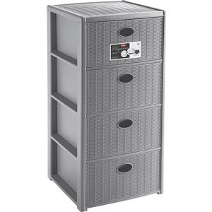 STEFANPLAST - Cassettiera Linea Elegance 4 cassetti Grigio - h80x40x40 cm