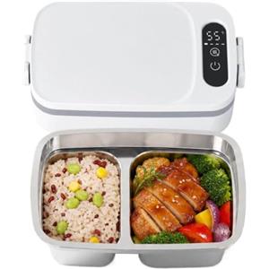 Generico Scaldavivande Elettrico Portatile Senza Fili 1L, Batteria 12000mAh con Time | Lunch Box Termico con Vaschetta, Spegnimento Automatico per Auto, Camion, Ufficio, Viaggi e Cantiere, Scalda Pranzo Bian