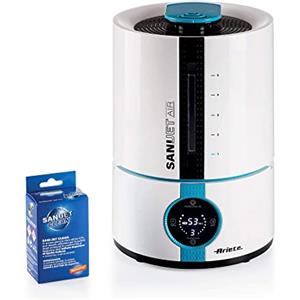 Ariete 2836 Sani-Jet Air, Umidificatore, 30 Watt, Capacità Serbatoio 5L, 3 livelli di intensità, Display LED, Bianco/azzurro