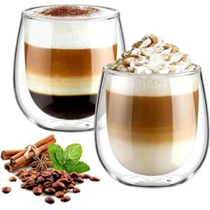 2 tazze doppio vetro borosilicato