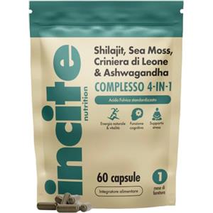 Incite Nutrition Shilajit Complex 8500 mg | 120 capsule vegane | Formula 4-in-1 con sea moss, criniera di leone e ashwagandha | Estratto ad alta potenza 10:1 | Acido fulvico 25%
