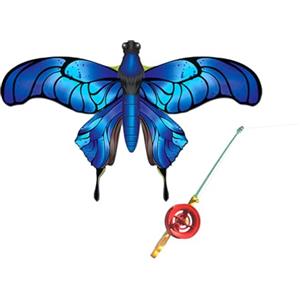 TQUXNGA Canna da Pesca con aquiloni dinamica, 35CM Blue Butterfly | Aquiloni dinamici con canna da pesca, giocattolo volante facile per bambini, giocattolo per vacanze