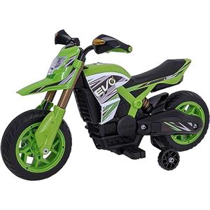 EVO Bicicletta elettrica da rally, 6 V, alimentata a batteria, fari, poggiapiedi, stabilizzatori rimovibili, veicolo da equitazione per bambini dai 3 anni in su