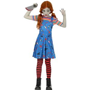 FIESTAS GUIRCA | Costume Bambola Assassina per Bambini - Maglietta e Salopette - Costumi Horror per Halloween, Oktoberfest e Feste in Maschera - Ideale per Bambine