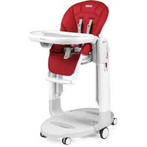 Peg Perego PEG Tatamia Follow Me Seggiolone Pappa 3 in 1 dalla Nascita: Seggiolone, Sdraietta e Dondolo, 9 Altezze, Doppio Vassoio, 6 Ruote, Pieghevole, 0-3 Anni (0-15 kg), Fragola