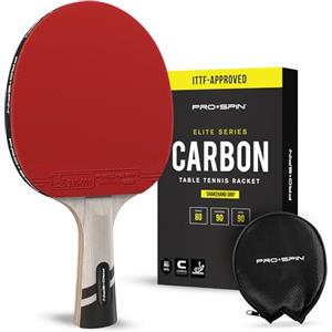 PRO-SPIN Racchetta da Ping Pong - Omologata ITTF in Fibra di Carbonio | Serie Elite a 7 Strati, Gomma Premium, Spugna da 2 mm e Custodia Protettiva