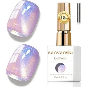 Senvenski Gelatina Vetro Cat Eye Smalto Semipermanente, 15ML Occhi di Gatto Magnetica per Gel Unghie Kit Olografico Glitterato Cristallo Smalti Unghie Salon Home DIY (Gelatina Sirena, 0.5fl oz)