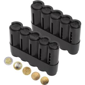 JYYWTSI 2 Pezzi Porta Monete, Contamonete, Portamonete Auto, Porta Monete per Auto, Blister Monete Euro con Molla Chiusura Sicura, Accesso Rapido Porta Spiccioli per Auto Casa Ufficio Viaggio