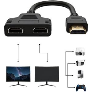 Auravale Adattatore Splitter HDMI, 1080P HDMI Splitter 1 a 2 vie Maschio a Doppia Presa Cavo da 2 Femmina per HDTV HD LED Monitor LCD e Proiettori Supporta Due Televisori Solo Dispositivo Alla Volta