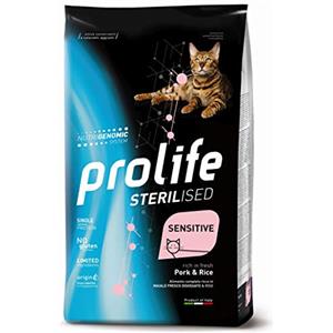 Generico PRO-LIFE Gatto Sterilised Sensitive Adult Pork & Rice | alimento secco completo per il gatto sensibile e/o sterilizzato, prodotto senza glutine, 1 confezione da 1,5kg.