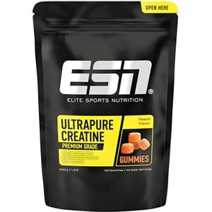 ESN Ultrapure Creatine Gummies, Pesca, 120 caramelle gommose, 30 porzioni | Con 3,4 g di creatina monoidrato per porzione giornaliera