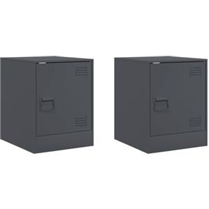 vidaXL Comodini 2 pz Antracite 34,5x39x44 cm in Acciaio, armadietto, Mobile per Camera da Letto, Supporto per Telefono, mobiletto, armadietto Notte