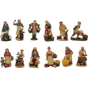 Joy Christmas Pastori Mestieri per Presepe 10 cm in Resina, 12 Pezzi Assortiti - 46002