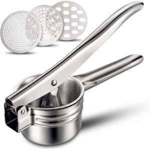 ARBEMA Schiaccia patate in Acciaio Inox 410 Professionale - 3 Dischi Inclusi | Pressapatate Manuale Fori Fini, Medi e Grossi - Manico Ergonomico Purè, Passatelli, Pappe e Succhi - Accessori Cucina ARBEMA