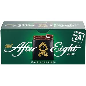 AFTER EIGHT Sfoglie di Cioccolato Fondente con Ripieno alla Menta 200g | Cioccolatini con guscio di cioccolato fondente, ripieno cremoso alla menta. Scatola 24 sfoglie incartate singolarmente 200g