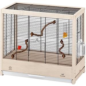 Ferplast Gabbia per Uccelli in legno FSC GIULIETTA 4, Gabbia Canarini, Cocorite e Uccelli esotici, Accessori inclusi, 57 x 30 x h 50 cm.