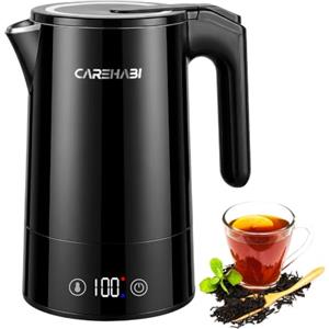 Carehabi Bollitore Elettrico Temperatura Regolabile 1.7L, 2200W Senza BPA | Bollitore Elettrico con Schermo e Controllo Temperatura Mantenimento del Calore 12 Ore Interno in Acciaio Inossidabile 304