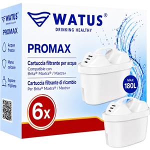 Watus Filtri Compatibili con BRITA Maxtra+ e Maxtra, Maxtra Pro/Plus (6) | Filtro dell'acqua di ricambio per Brita Style, Marella, Elemaris, riduce piombo, cloro, metalli pesanti e calcare nell'acqua
