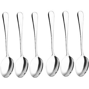 Qinglele Set da 6 Cucchiai in Acciaio Inossidabile 304 - Cucchiaio da Zuppa, Cena e Tavola - 17 cm (6,7")