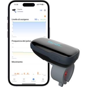 Wellue OxyLink Saturimetro da Dito, Pulsossimetro da Dito con Bluetooth, Ossimetro Ricaricabile, con App Gratuita e Allarme Acustico e Vibrante, Autonomia della Batteria 12-14 Ore.