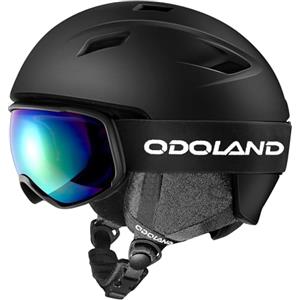 Odoland Kit casco da sci con occhiali da sci, casco da snowboard per uomini donne adolescenti bambini, casco da sci regolabile e occhiali da sci UV400