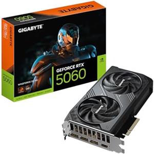 GIGABYTE GeForce RTX 5060 WINDFORCE OC 8G Scheda grafica, sistema di raffreddamento, 8GB 128-bit GDDR7, PCIe 5.0, prodotto da NVIDIA, DisplayPort & HDMI - Interfaccia di uscita video, GV-N5060WF2OC