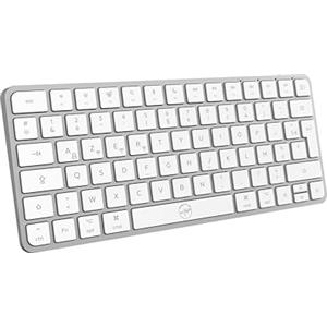 Mobility Lab - KMP2000W Mini - Tastiera Mac Mini Wireless Multi-Connessioni - AZERTY, ricevitore USB 2.4 Ghz + 3 Bluetooth, 12 scorciatoie multimediali, ricarica rapida tramite USB-C - Mac