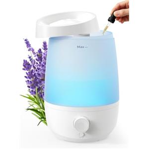 AROEVE 2,5L Riempimento dall'alto, Umidificatore Ambiente, 25 ore Autonomia | 28 dB, Diffusore di Oli Essenziali, 7 LED Regolabili, Emissione di Nebbia a Ultrasuoni 250 ml/h, per bebè, Piante & Casa