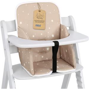 Totsy Baby Cuscino per seggiolone bambini riduttore di seduta pareti rinforzate | Coprisedile morbido per Chicco Polly plastica idrorepellente antiscivolo pareti rinforzate seduta Beige con stelle bianche