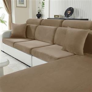 CYCMACO Velluto Copriseduta Divano Grande Grande 1 Posto, Cammello | Universale Elasticizzato Copricuscini Divano Antiscivolo, Copridivano Cuscini Separati, Soft Sofa Seat Cover Lavabili