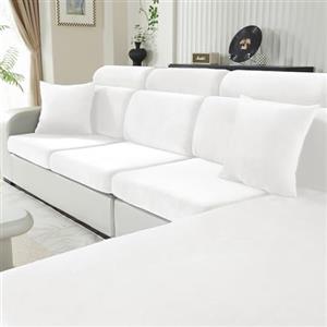 CYCMACO Velluto Copriseduta Divano Grande Grande 1 Posto, Bianco | Universale Elasticizzato Copricuscini Divano Antiscivolo, Copridivano Cuscini Separati, Soft Sofa Seat Cover Lavabili