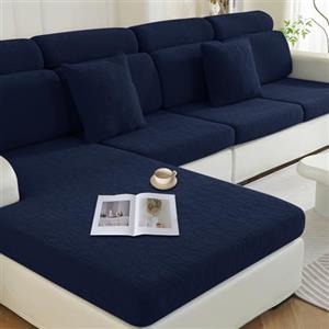 Ystyle Copricuscini Divano Elasticizzato, Copridivano Cuscini Natalizio, Copricuscino Divano Antigraffio, Universale Copri Seduta Divano, Sofa Seat Cover (1 Posto*2+Chaiselongue, Blu Scuro)