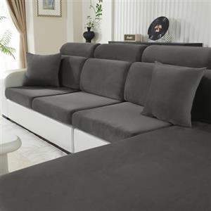 CYCMACO Velluto Copriseduta Divano Grande 1 Posto, Grigio | Universale Elasticizzato Copricuscini Divano Antiscivolo, Copridivano Cuscini Separati, Soft Sofa Seat Cover Lavabili