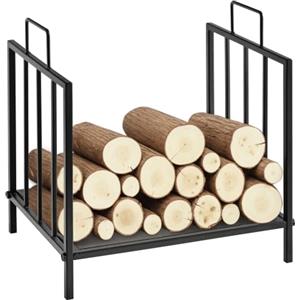 Outsunny Portalegna per Interno ed Esterno 2 Maniglie 44.5x33x46.5 cm Nero | Portalegna per Camino, Metallo