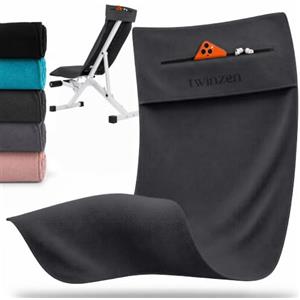 Twinzen Telo Palestra Microfibra 120x50 cm | Asciugatura Rapida · Tasca con Cerniera · Morbido e Compatto Gym Towel Uomo Donna · Grigio scuro
