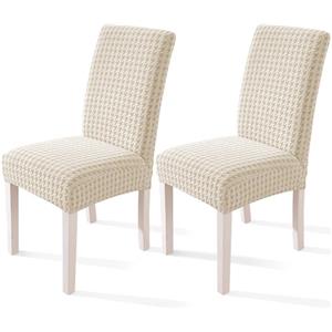 YSTELLAA Coprisedie con Schienale 2 Pezzi, Elasticizzato Copri Sedie Soggiorno Cucina, Universali Coprisedia Elasticizzati, Moderno Fodere per Sedie Antigraffio Gatto, Beige