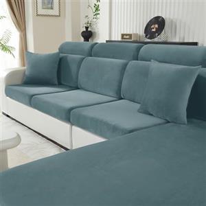 CYCMACO Velluto Copriseduta Divano Grande 1 Posto, Grigio Blu | Universale Elasticizzato Copricuscini Divano Antiscivolo, Copridivano Cuscini Separati, Soft Sofa Seat Cover Lavabili