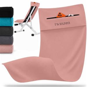 Twinzen Telo Palestra Microfibra 120x50 cm | Asciugatura Rapida · Tasca con Cerniera · Morbido e Compatto Gym Towel Uomo Donna · Rosa Chiaro