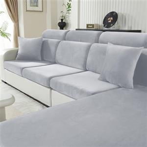 CYCMACO Velluto Copriseduta Divano Grande Grande 1 Posto, Grigio Argento | Universale Elasticizzato Copricuscini Divano Antiscivolo, Copridivano Cuscini Separati, Soft Sofa Seat Cover Lavabili